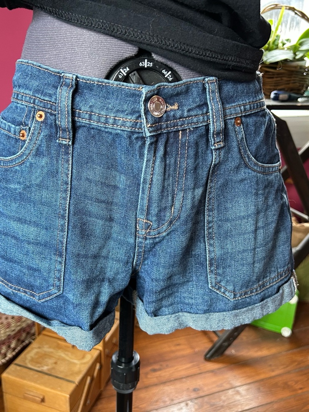 Bluenotes Women's Dark Blue Rolled-Hem Denim Shorts